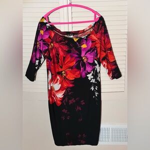 VENUS Floral Bodycon | 3/4 Long Sleeve | Knee Length Dress | Size: L